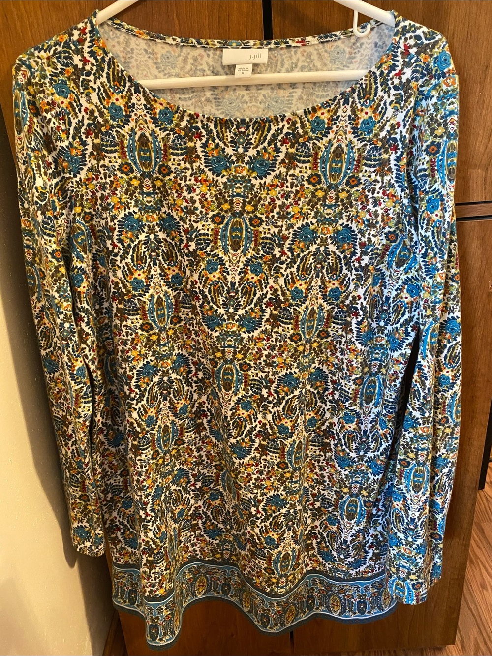 J jill Multicolor Blue Yellow Floral Long Sleeve Top-Medium Oversized Whimsigoth